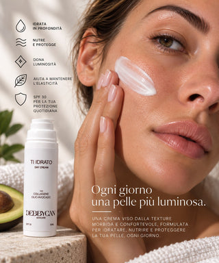 Ti idrato - Crema Giorno Idratante e Nutriente con Acido Ialuronico, Collagene, Ceramidi e Bava di Lumaca