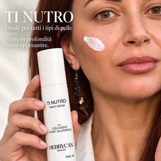 Ti Nutro - Crema Notte Nutriente Intensiva con Acido Ialuronico, Collagene e Peptidi Biomimetici