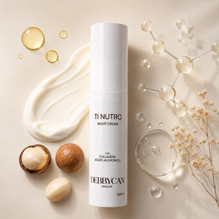 Ti Nutro - Crema Notte Nutriente Intensiva con Acido Ialuronico, Collagene e Peptidi Biomimetici